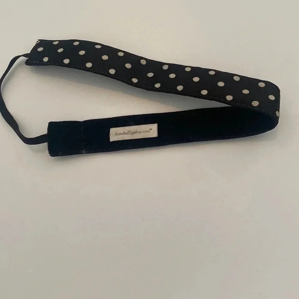 Banded2gether Black and white polkadot headband